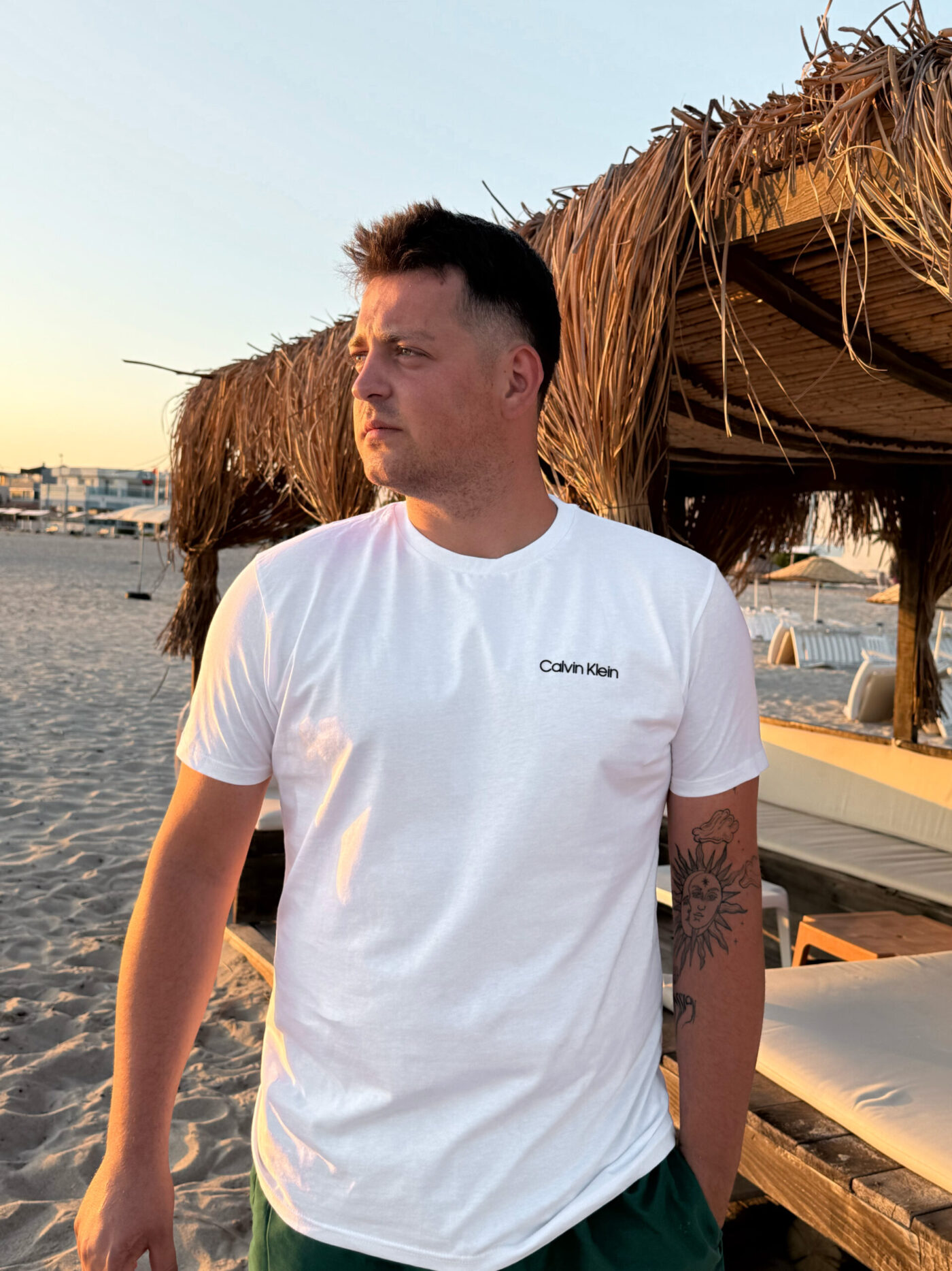 Calvin Klein Erkek Bisiklet Yaka Beyaz Tişört - Görsel 2